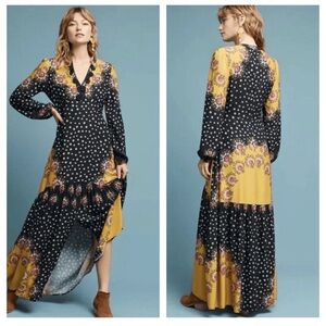 Farm Rio Floral Blocked Maxi Dress